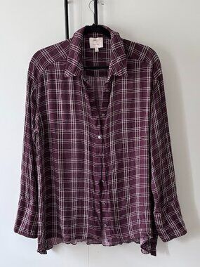 cinq a sept Plum Plaid Button-Down Shirt